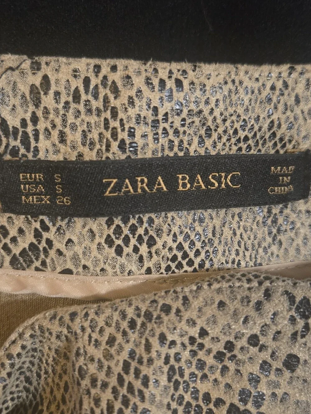 Zara Snake-Print High Waist Shorts - Beige and Brown